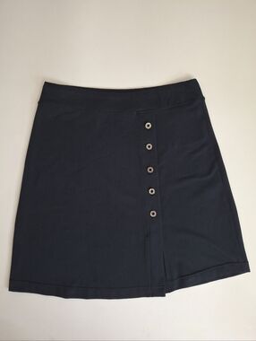 Title Nine Short Black Button Front Faux Wrap Skirt Size Small